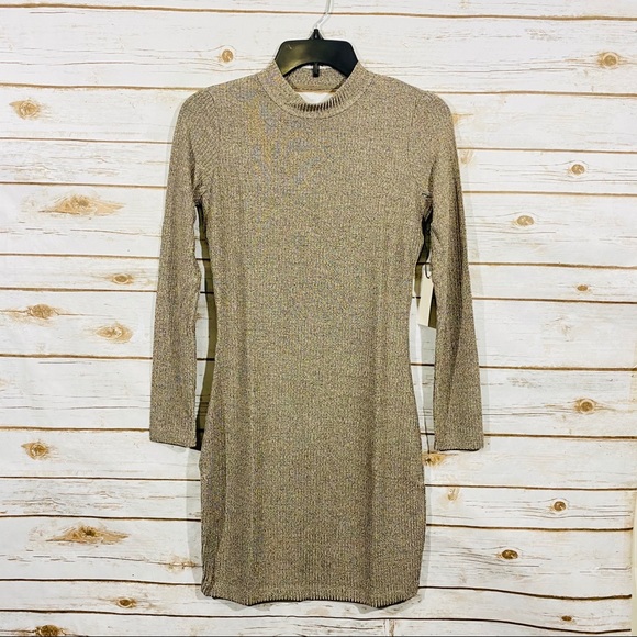 Capulet Ruby Ribbed Bodycon Dress In Gold Size M - Picture 4 of 6